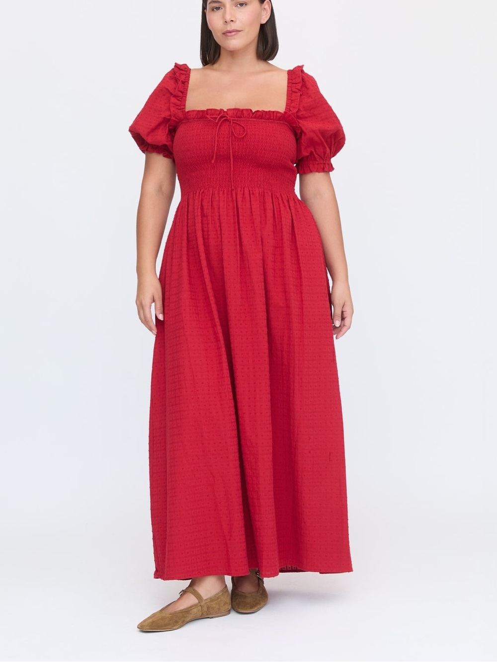 Hill House Home The Scarlett Nap Dress Red Smocked Square-Neck, XS S M L XL